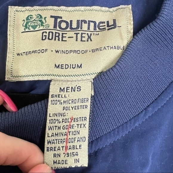 Tourney Mens Golf Pullover Windbreaker Blue 1897 Emblem Breathable Waterproof M - Picture 8 of 9